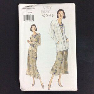 Very Easy Vogue Sewing Pattern 9992 Misses Jacket & Dress Sizes 14-16-18 Uncut